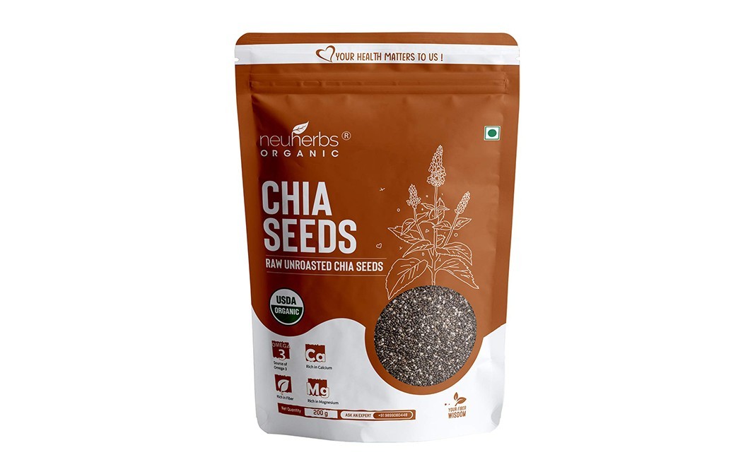 Neuherbs organic Chia Seeds Raw Unroasted Chia Seeds   Pack  200 grams